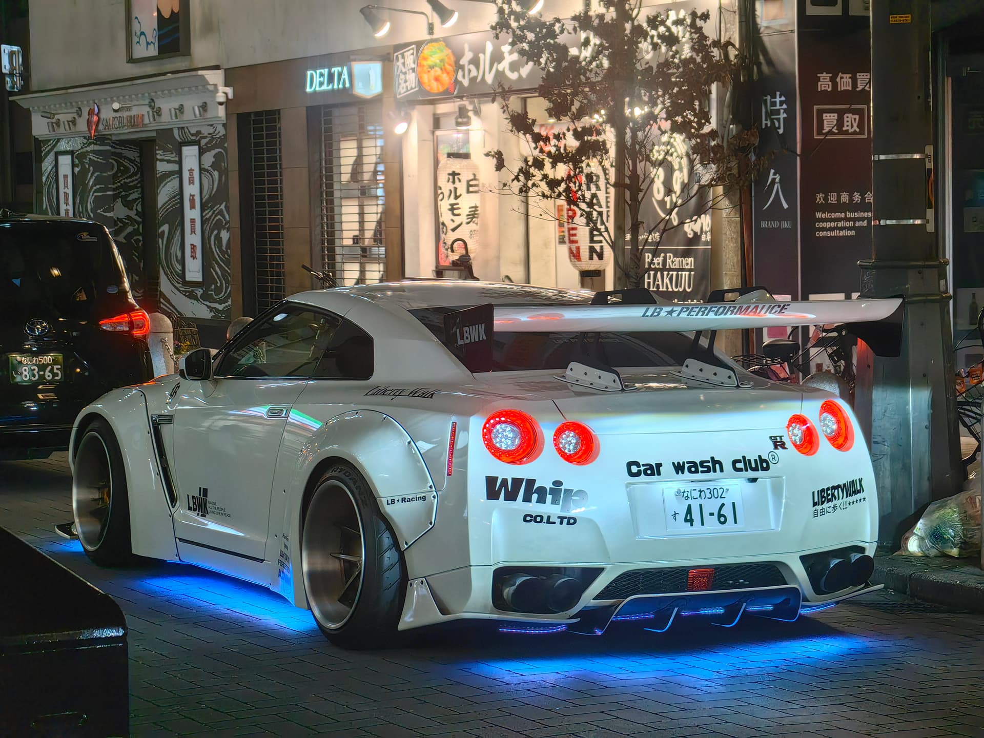 Nissan GT-R in Osaka at night
