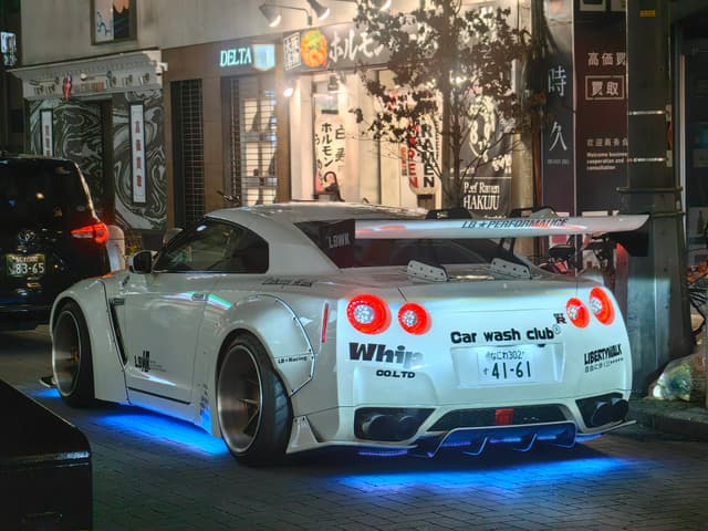 Nissan GT-R in Osaka at night
